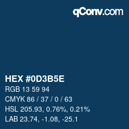 颜色代码: HEX #0D3B5E | qconv.com
