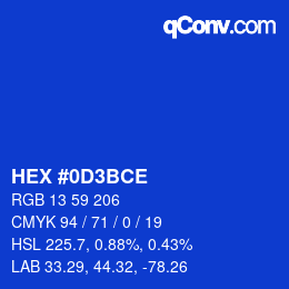 Color code: HEX #0D3BCE | qconv.com