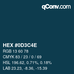 Color code: HEX #0D3C4E | qconv.com