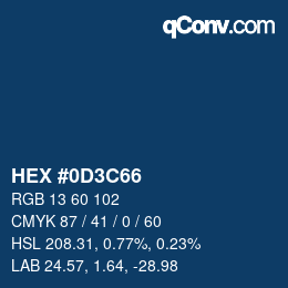 Color code: HEX #0D3C66 | qconv.com