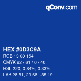 カラーコード: HEX #0D3C9A | qconv.com