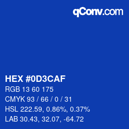 Color code: HEX #0D3CAF | qconv.com