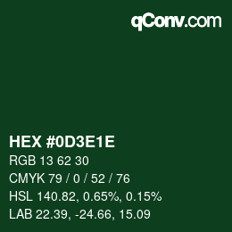 カラーコード: HEX #0D3E1E | qconv.com