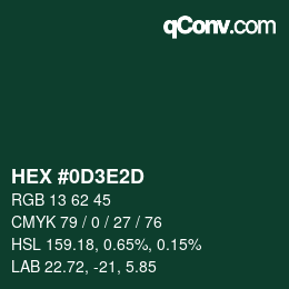 Color code: HEX #0D3E2D | qconv.com