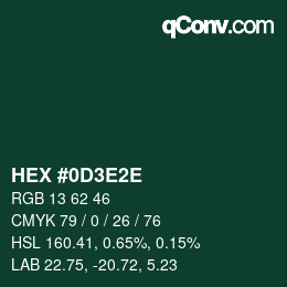 Color code: HEX #0D3E2E | qconv.com