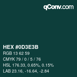 Color code: HEX #0D3E3B | qconv.com