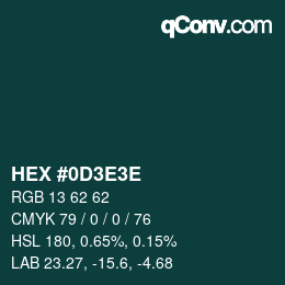 Code couleur: HEX #0D3E3E | qconv.com