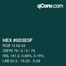 Color code: HEX #0D3E3F | qconv.com
