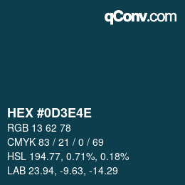 Color code: HEX #0D3E4E | qconv.com