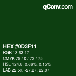 Color code: HEX #0D3F11 | qconv.com