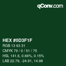 Color code: HEX #0D3F1F | qconv.com