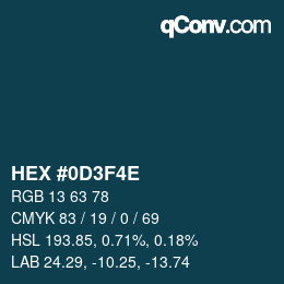 Color code: HEX #0D3F4E | qconv.com