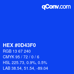 Color code: HEX #0D43F0 | qconv.com