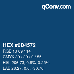 カラーコード: HEX #0D4572 | qconv.com
