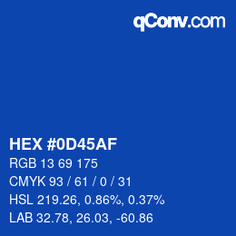 Color code: HEX #0D45AF | qconv.com