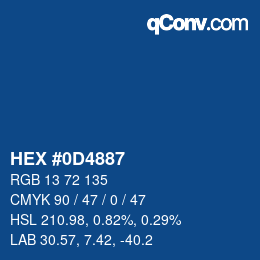 颜色代码: HEX #0D4887 | qconv.com