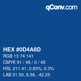 Color code: HEX #0D4A8D | qconv.com
