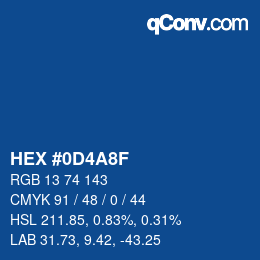 Color code: HEX #0D4A8F | qconv.com