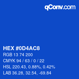 カラーコード: HEX #0D4AC8 | qconv.com