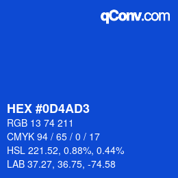 カラーコード: HEX #0D4AD3 | qconv.com