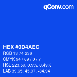 Color code: HEX #0D4AEC | qconv.com