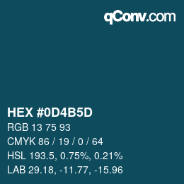 カラーコード: HEX #0D4B5D | qconv.com