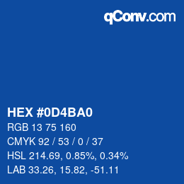 カラーコード: HEX #0D4BA0 | qconv.com