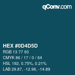 カラーコード: HEX #0D4D5D | qconv.com
