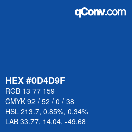 カラーコード: HEX #0D4D9F | qconv.com