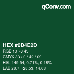 Color code: HEX #0D4E2D | qconv.com