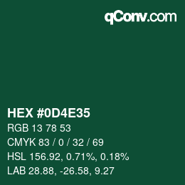 カラーコード: HEX #0D4E35 | qconv.com