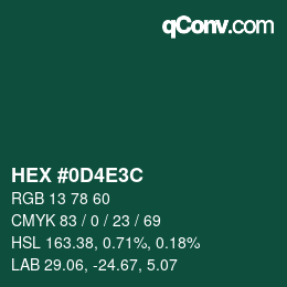 Color code: HEX #0D4E3C | qconv.com