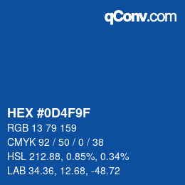 カラーコード: HEX #0D4F9F | qconv.com