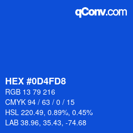Color code: HEX #0D4FD8 | qconv.com