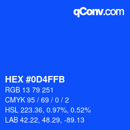 Color code: HEX #0D4FFB | qconv.com