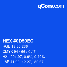 Farbcode: HEX #0D50EC | qconv.com