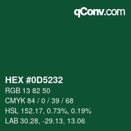 Color code: HEX #0D5232 | qconv.com