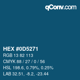 Farbcode: HEX #0D5271 | qconv.com