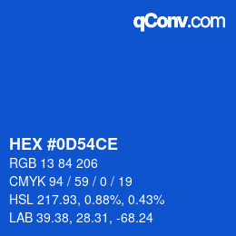 Color code: HEX #0D54CE | qconv.com