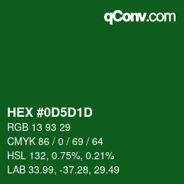 颜色代码: HEX #0D5D1D | qconv.com