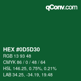 カラーコード: HEX #0D5D30 | qconv.com
