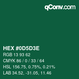 Farbcode: HEX #0D5D3E | qconv.com