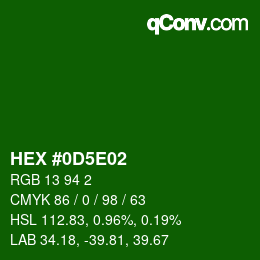 Color code: HEX #0D5E02 | qconv.com