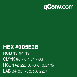 Color code: HEX #0D5E2B | qconv.com