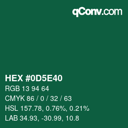 颜色代码: HEX #0D5E40 | qconv.com