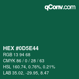 Color code: HEX #0D5E44 | qconv.com