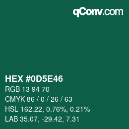 Color code: HEX #0D5E46 | qconv.com
