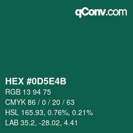 Color code: HEX #0D5E4B | qconv.com