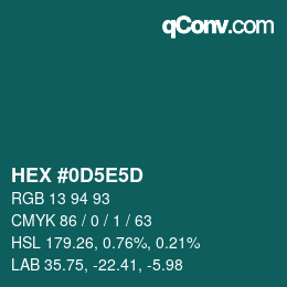 カラーコード: HEX #0D5E5D | qconv.com