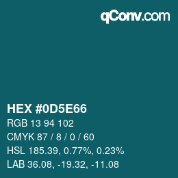 Color code: HEX #0D5E66 | qconv.com